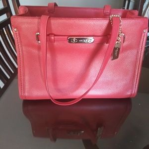Coach Swagger Pebble Stone Tote in Watermelon.